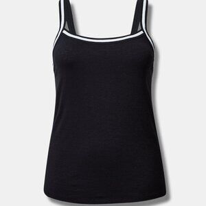 NWT Size 3 Torrid Super Soft Slub Scoop Neck Varsity Cami Black 3X New 40715081